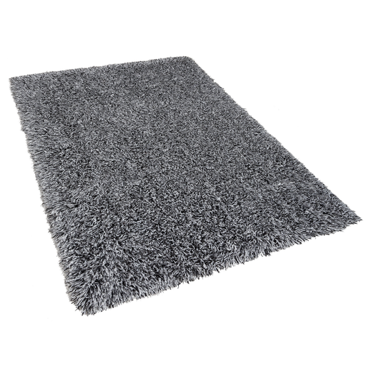 Tappeto Shaggy Tappeto a pelo lungo Solido poliestere bianco e Nero Rettangolare 160 x 230 cm