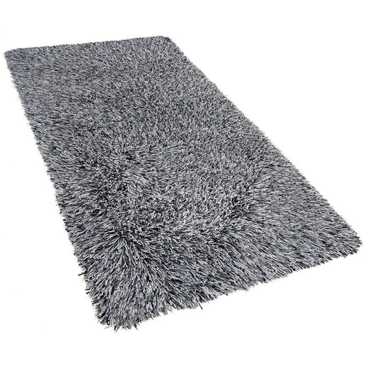 Tappeto Shaggy Tappeto a pelo lungo Solido poliestere bianco e Nero Rettangolare 80 x 150 cm