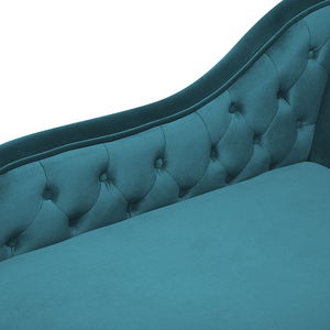 Chaise Longue Velluto di colore Verde Acqua Versione Destra Stile Chesterfield soggiorno camera da letto