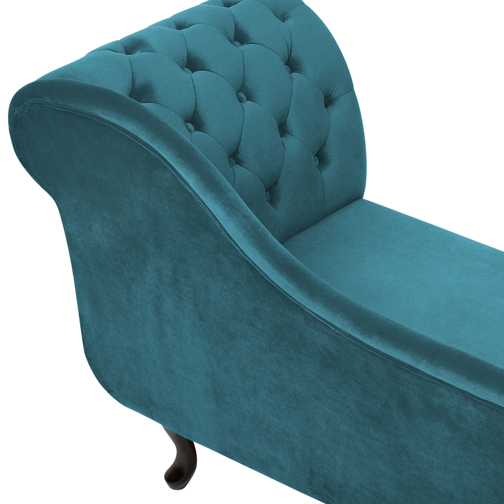Chaise Longue Velluto di colore Verde Acqua Versione Destra Stile Chesterfield soggiorno camera da letto