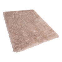 Tappeto Shaggy Tappeto a pelo lungo Solid Beige Poliestere Rettangolare 140 x 200 cm