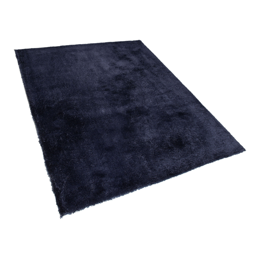 Tappeto Shaggy in misto cotone e poliestere blu 140 x 200 cm a pelo soffice e denso