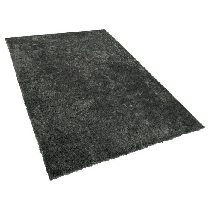 Tappeto Shaggy tappetino Misto Cotone Grigio Scuro Poliestere 160 x 230 cm Soffice pelo lungo