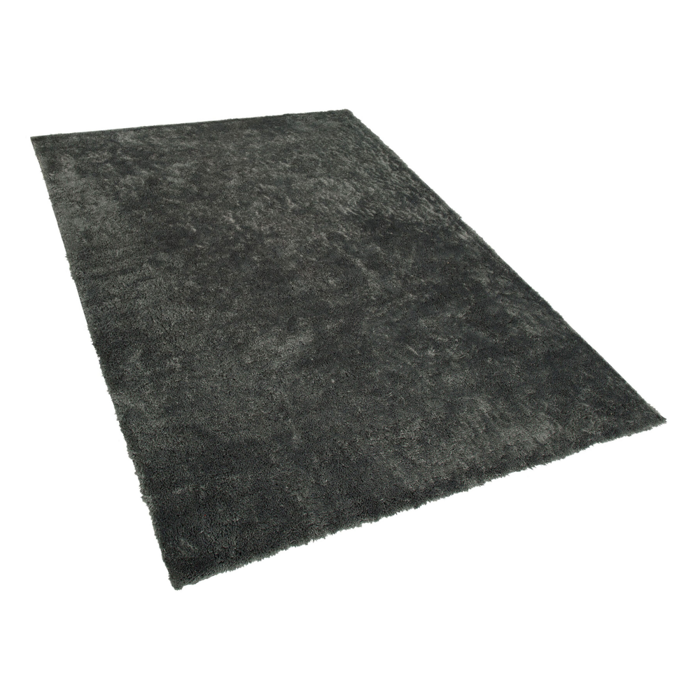 Tappeto shaggy in cotone grigio scuro in misto poliestere 140 x 200 cm soffice pelo denso