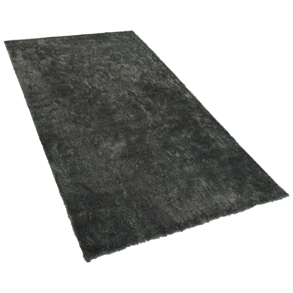 Tappeto Shaggy tappetino Misto Cotone Grigio Scuro Poliestere 80 x 150 cm Soffice pelo lungo