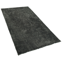 Tappeto Shaggy tappetino Misto Cotone Grigio Scuro Poliestere 80 x 150 cm Soffice pelo lungo