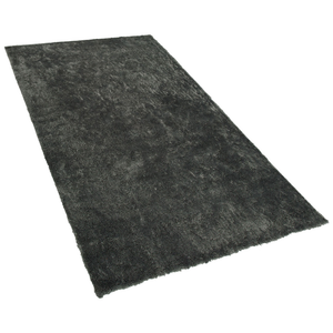 Tappeto Shaggy tappetino Misto Cotone Grigio Scuro Poliestere 80 x 150 cm Soffice pelo lungo
