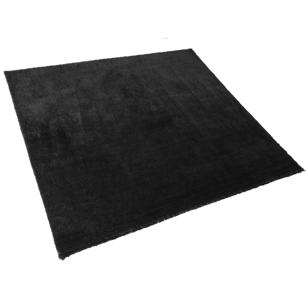 Tappeto Shaggy in cotone Nero misto poliestere 200 x 200 cm soffice pelo