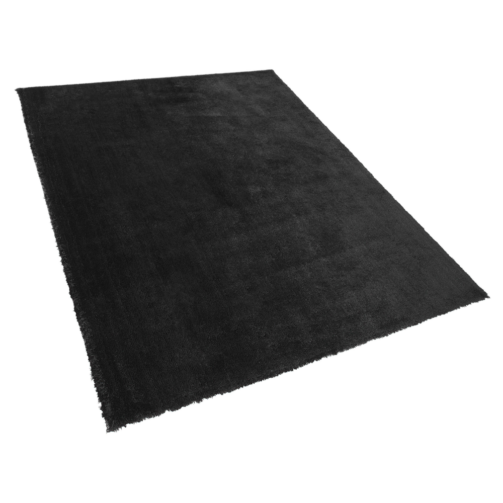Tappeto Shaggy in cotone Nero misto poliestere 160 x 230 cm soffice pelo