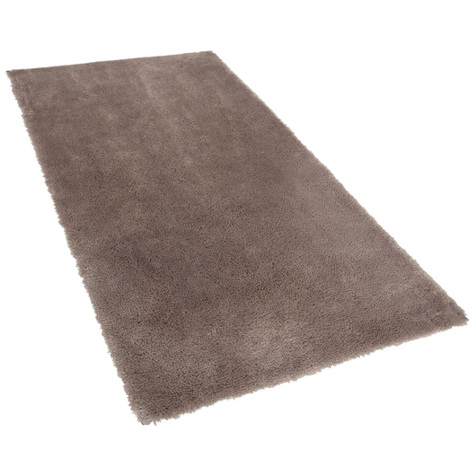 Tappeto Shaggy in cotone marrone chiaro in misto poliestere 80 x 150 cm soffice pelo denso