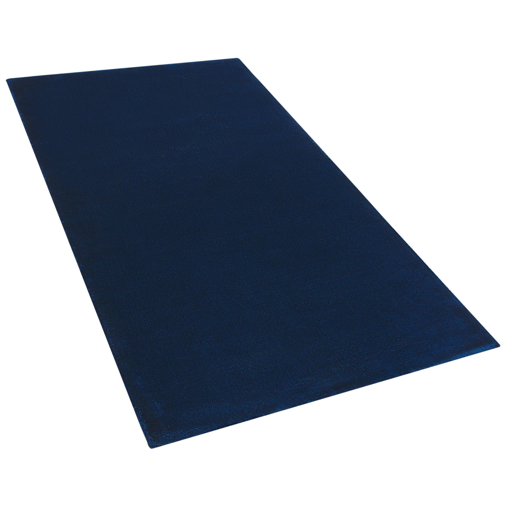 Tappeto Blu Navy Viscosa 150 x 80 cm Trapuntato a Mano pelo corto Moderno