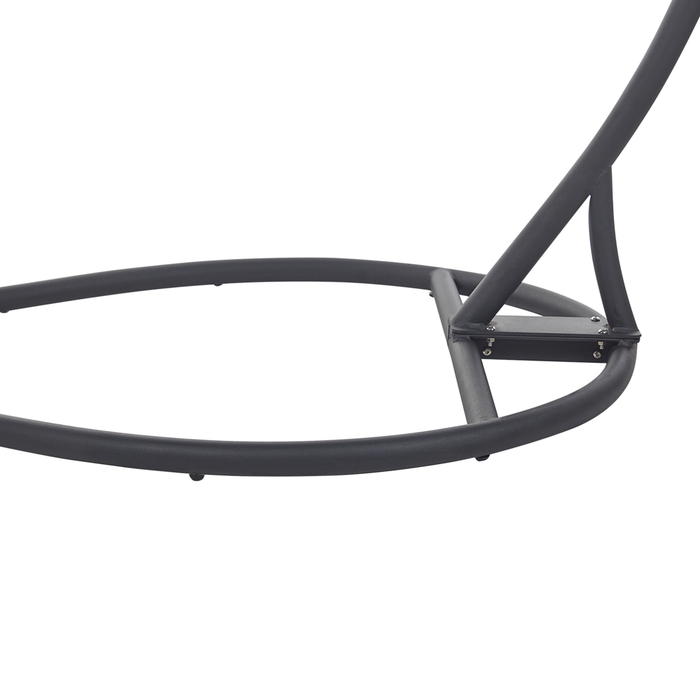 Poltrona Sospesa con Piedistallo in Rattan Grigio Scuro Stile Boho Moderno