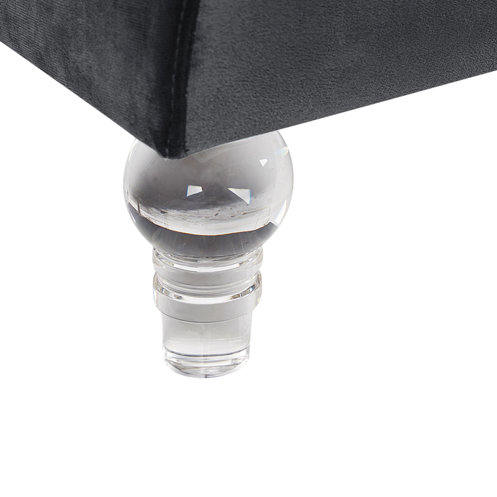 Divano Nero a 3 posti in velluto trapuntato stile smoking moderno