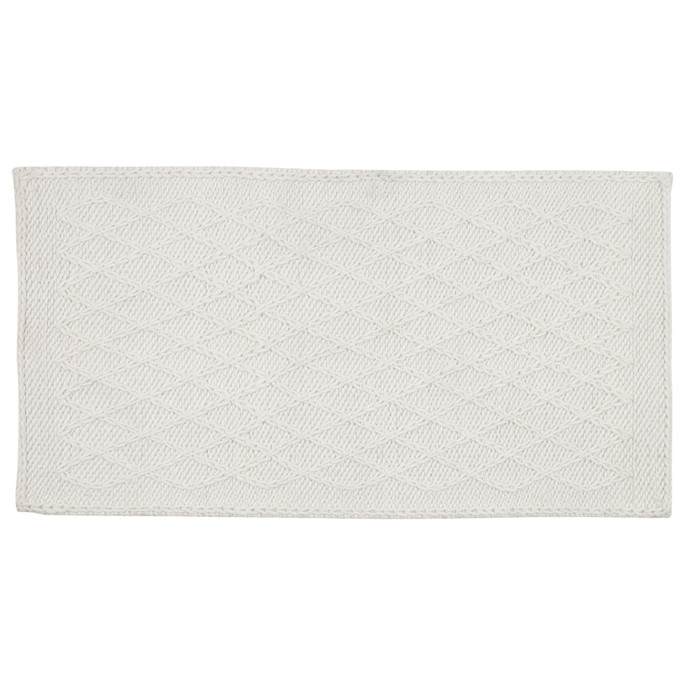 Tappeto in lana bianco sporco con viscosa 80 x 150 cm rettangolare intrecciato a mano Boho