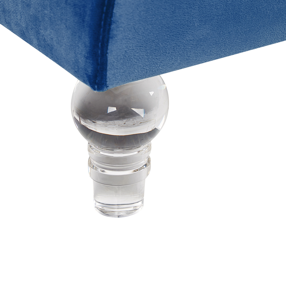 Divano blu a 3 posti in velluto trapuntato stile smoking soggiorno moderno