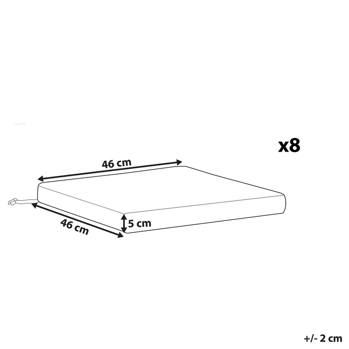 Set di 8 cuscini di seduta per sedia da giardino in tessuto resistente all'acqua grigio chiaro