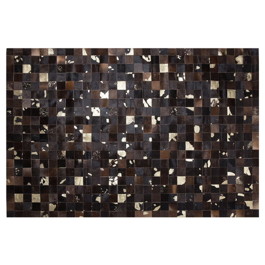 Tappeto Marrone Vera Pelle 140 x 200 cm Pelle Bovina Quadrati Multipli Fatto a Mano