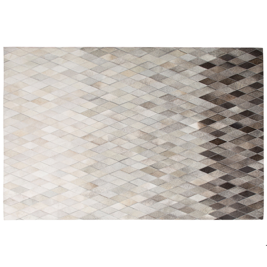 Tappeto Bianco e Pelle Grigia 160 x 230 cm Moderno Patchwork Lavorato a Mano