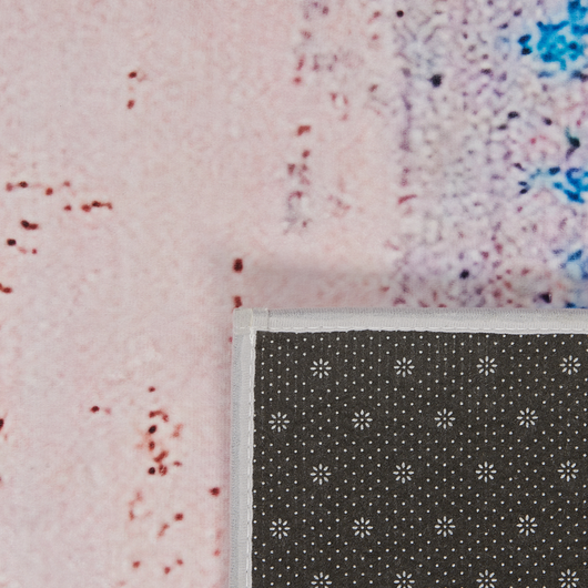 Tappeto tappetino Moquette Tessuto in poliestere blu Motivo astratto invecchiato Fondo rivestito in gomma 160 x 230 cm