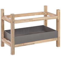 Comodino Aperto a 2 Ripiani in Legno d'Acacia e Cemento Grigio