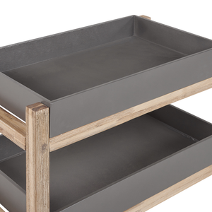 Comodino Aperto a 2 Ripiani in Legno d'Acacia e Cemento Grigio