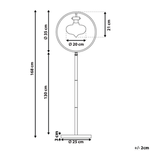 Lampada da terra in metallo dorato 165 cm rotondo aperto con paralume geometrico a bulbo nudo