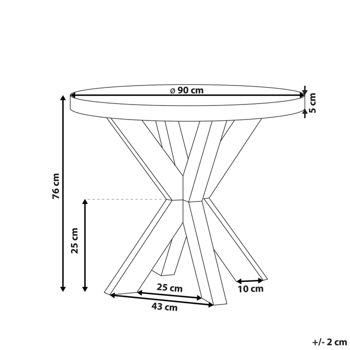Tavolo da Pranzo da Giardino con Piano in Cemento in Legno di Acacia ø 90 cm
