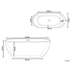 Moderna Vasca da Bagno Freestanding in Acrilico Sanitario 150 cm