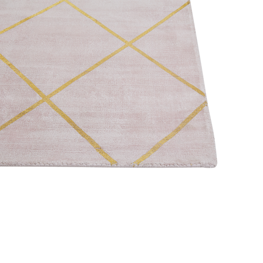 Tappeto Motivo dorato Rosa 80 x 150 cm Viscosa Geometrica Soggiorno Camera da Letto