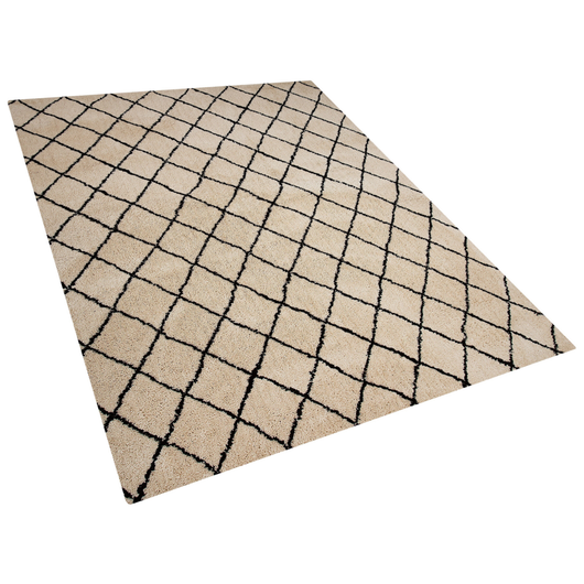 Tappeto tappetino Beige Con Nero 160 x 230 cm  Motivo Geometrico Moderno