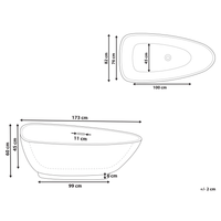 Vasca freestanding in acrilico sanitario Nero singolo 1730 x 820 mm ovale design moderno colore opaco