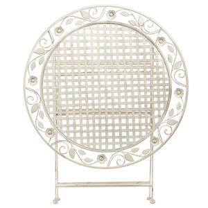 Tavolino da Giardino Bistro Pieghevole ø 90 cm in Metallo Bianco Sporco