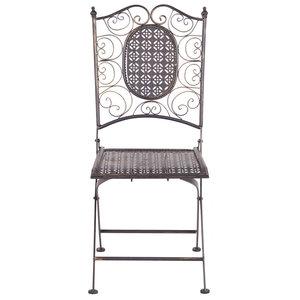 Set di 2 Sedie da Giardino Bistro Pieghevoli in Metallo Nero stile retrò esterno terrazzo