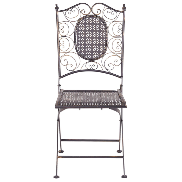 Set di 2 Sedie da Giardino Bistro Pieghevoli in Metallo Nero stile retrò esterno terrazzo