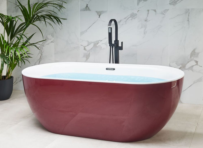 Vasca da Bagno Freestanding Acrilico Sanitario Rosso Bordeaux 170 x 79 cm