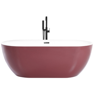 Vasca da Bagno Freestanding Acrilico Sanitario Rosso Bordeaux 170 x 79 cm
