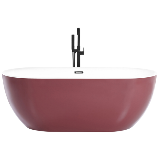 Vasca da Bagno Freestanding Acrilico Sanitario Rosso Bordeaux 170 x 79 cm
