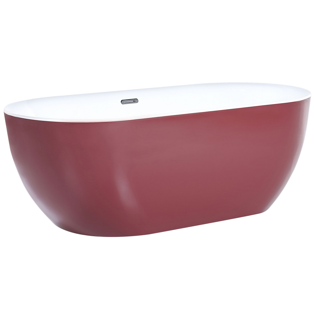Vasca da Bagno Freestanding Acrilico Sanitario Rosso Bordeaux 170 x 79 cm