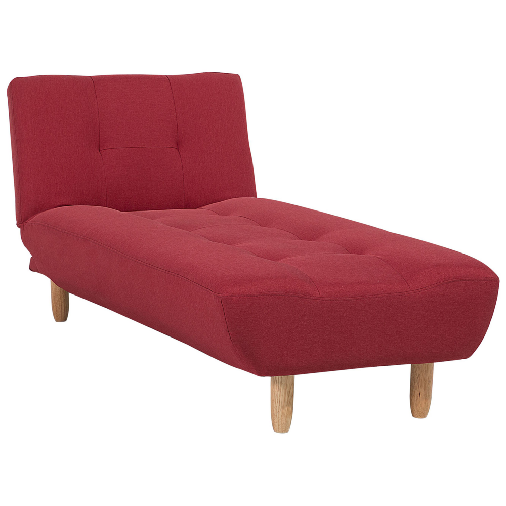 Chaise longue Rosso Tessuto Tappezzeria Gambe Legno Chiaro Stile Scandinavo