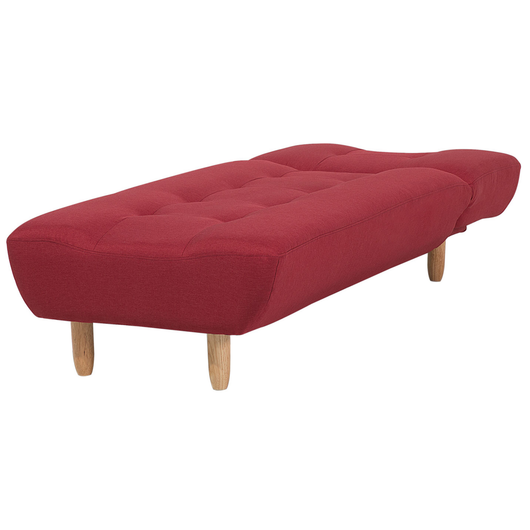 Chaise longue Rosso Tessuto Tappezzeria Gambe Legno Chiaro Stile Scandinavo