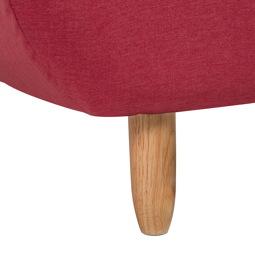 Chaise longue Rosso Tessuto Tappezzeria Gambe Legno Chiaro Stile Scandinavo