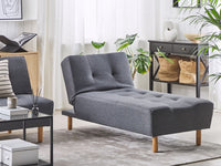 Chaise longue Grigio Tessuto Tappezzeria Gambe In Legno Chiaro Stile Scandinavo