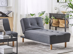 Chaise longue Grigio Tessuto Tappezzeria Gambe In Legno Chiaro Stile Scandinavo