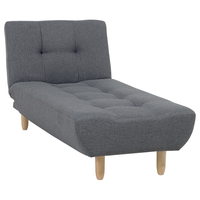 Chaise longue Grigio Tessuto Tappezzeria Gambe In Legno Chiaro Stile Scandinavo