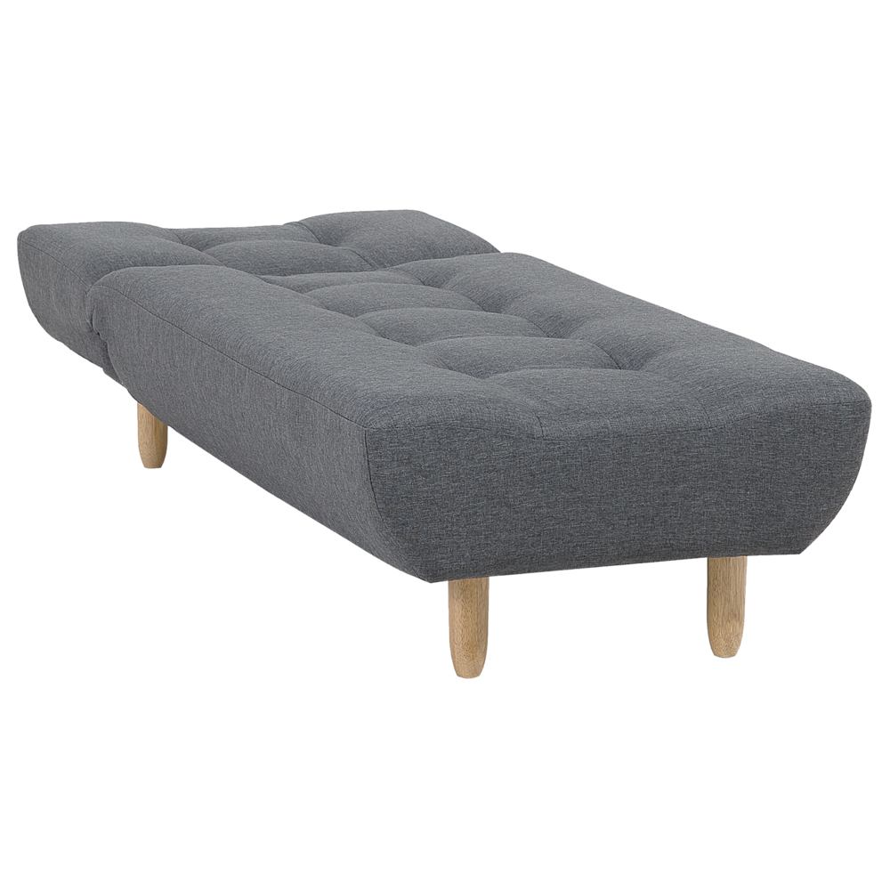 Chaise longue Grigio Tessuto Tappezzeria Gambe In Legno Chiaro Stile Scandinavo