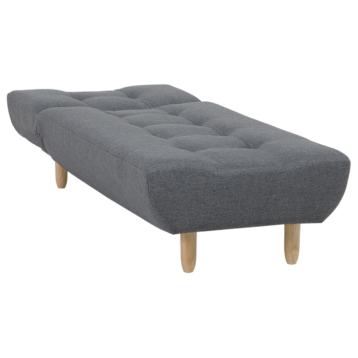 Chaise longue Grigio Tessuto Tappezzeria Gambe In Legno Chiaro Stile Scandinavo