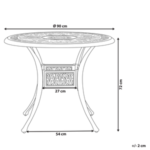 Tavolo Rotondo da Giardino Stile Vintage Alluminio Nero ø 90 cm