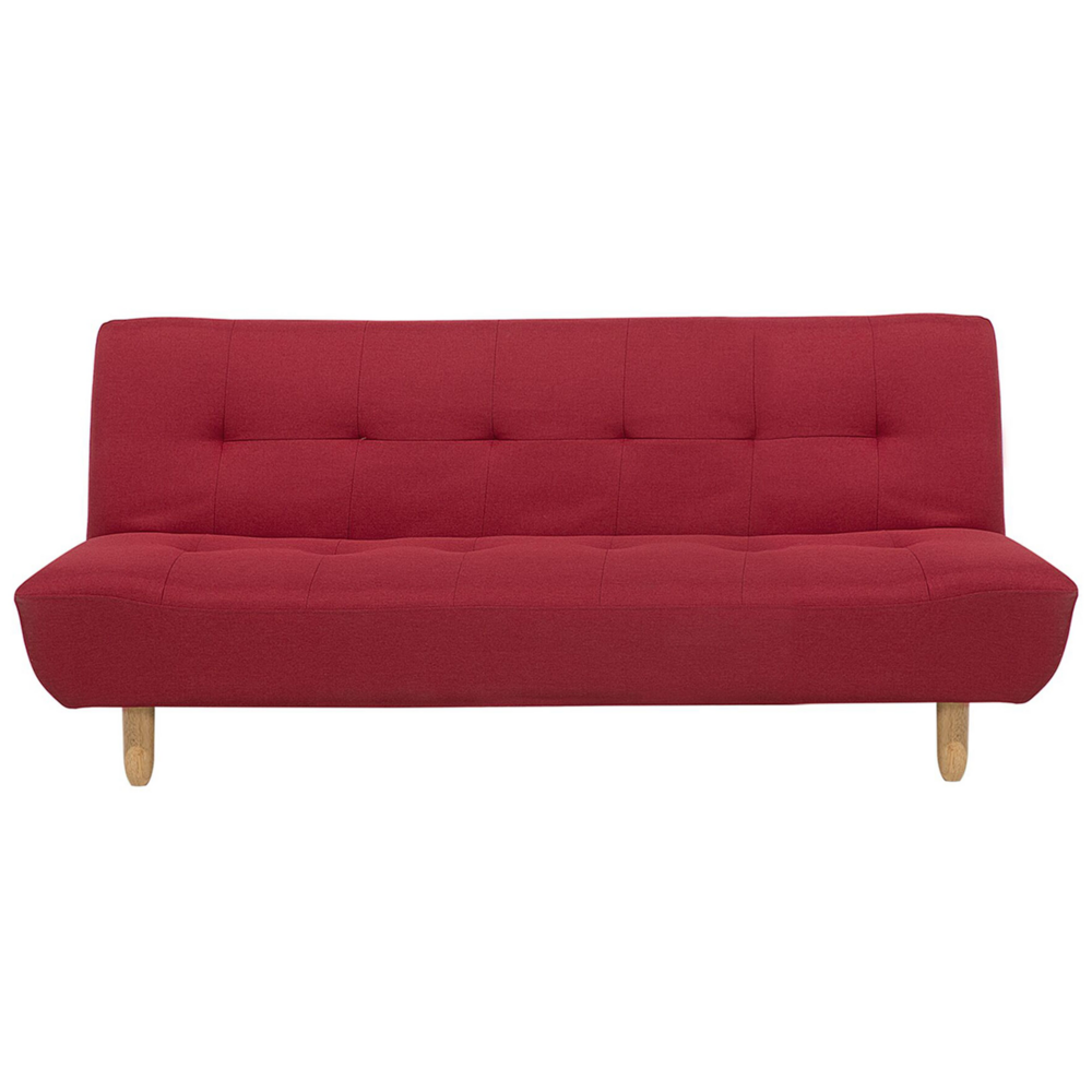 Divano Rosso Rivestimento In Tessuto Gambe In Legno Chiaro 3 Posti Stile Scandinavo