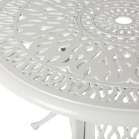 Tavolo Rotondo da Giardino Stile Vintage Alluminio Bianco sporco ø 90 cm