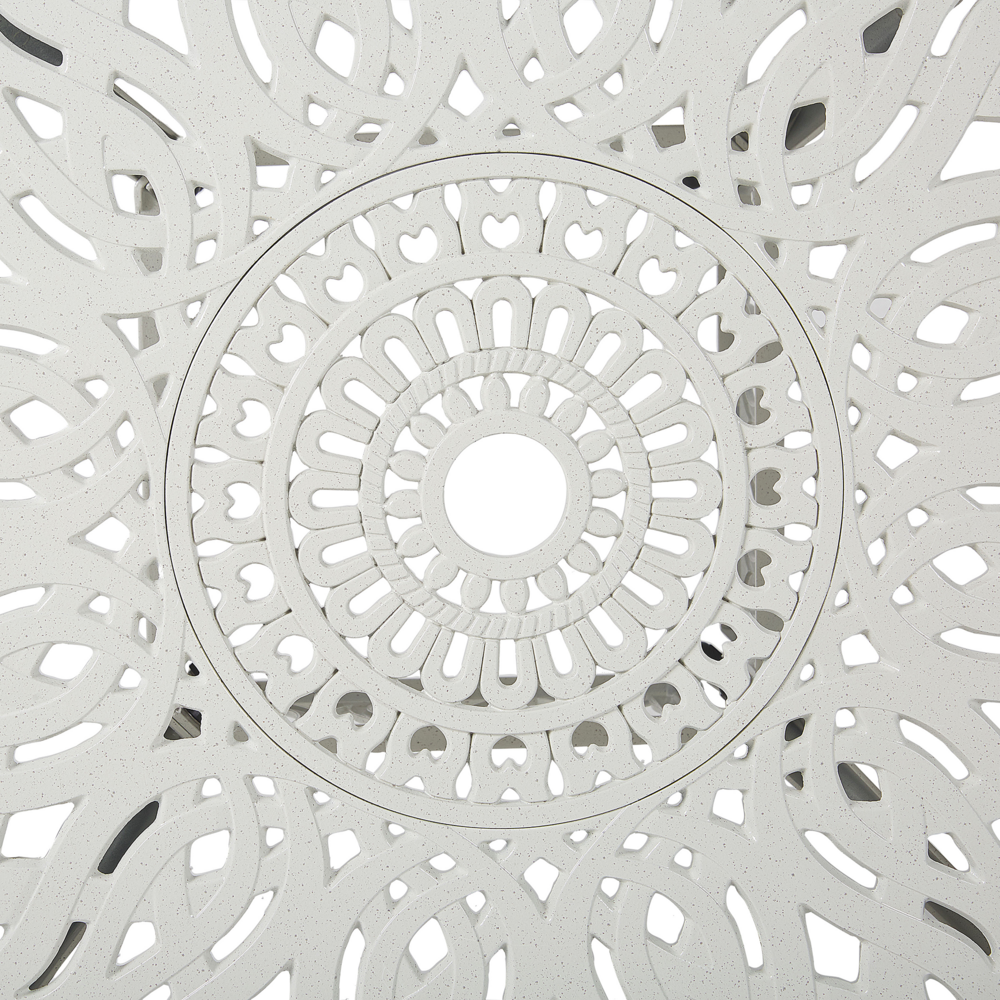 Tavolo Rotondo da Giardino Stile Vintage Alluminio Bianco sporco ø 90 cm